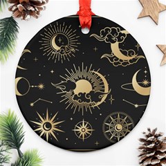 Asian-set-with-clouds-moon-sun-stars-vector-collection-oriental-chinese-japanese-korean-style Ornament (round) by Vaneshart