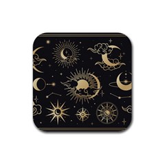 Asian-set-with-clouds-moon-sun-stars-vector-collection-oriental-chinese-japanese-korean-style Rubber Coaster (square)  by Vaneshart