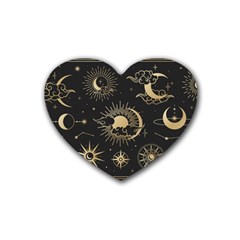 Asian-set-with-clouds-moon-sun-stars-vector-collection-oriental-chinese-japanese-korean-style Rubber Coaster (heart)  by Vaneshart