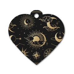 Asian-set-with-clouds-moon-sun-stars-vector-collection-oriental-chinese-japanese-korean-style Dog Tag Heart (one Side) by Vaneshart