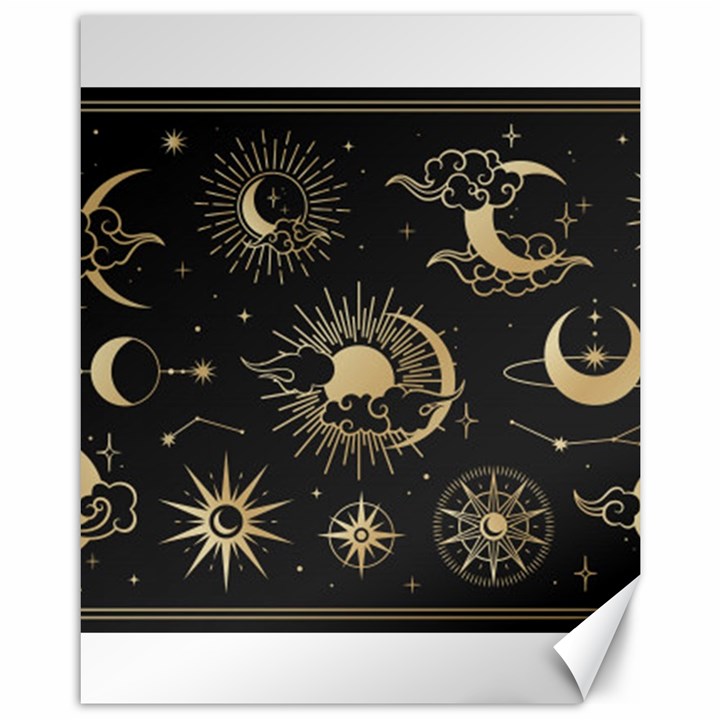 Asian-set-with-clouds-moon-sun-stars-vector-collection-oriental-chinese-japanese-korean-style Canvas 11  x 14 