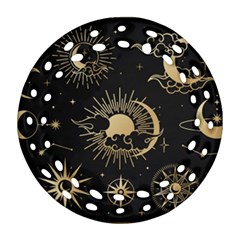 Asian-set-with-clouds-moon-sun-stars-vector-collection-oriental-chinese-japanese-korean-style Round Filigree Ornament (two Sides) by Vaneshart