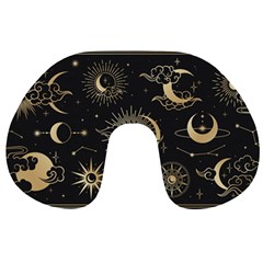 Asian-set-with-clouds-moon-sun-stars-vector-collection-oriental-chinese-japanese-korean-style Travel Neck Pillow by Vaneshart