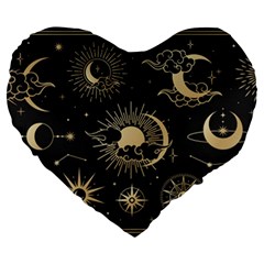 Asian-set-with-clouds-moon-sun-stars-vector-collection-oriental-chinese-japanese-korean-style Large 19  Premium Flano Heart Shape Cushions by Vaneshart