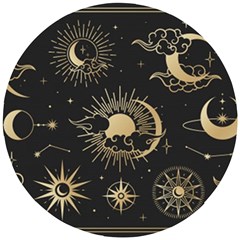 Asian-set-with-clouds-moon-sun-stars-vector-collection-oriental-chinese-japanese-korean-style Wooden Puzzle Round by Vaneshart