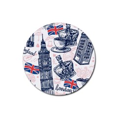 London-seamless-pattern Rubber Coaster (round)  by Vaneshart