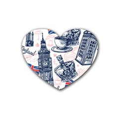 London-seamless-pattern Rubber Coaster (heart)  by Vaneshart