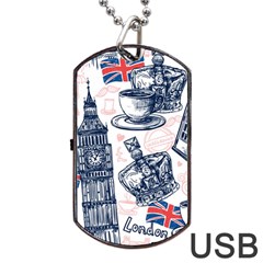 London-seamless-pattern Dog Tag Usb Flash (one Side) by Vaneshart