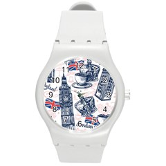 London-seamless-pattern Round Plastic Sport Watch (m) by Vaneshart