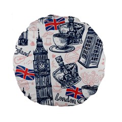 London-seamless-pattern Standard 15  Premium Flano Round Cushions by Vaneshart