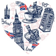 London-seamless-pattern Wooden Puzzle Heart by Vaneshart