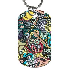 Cartoon-cute-doodles-hand-drawn-auto-service-seamless-pattern Dog Tag (one Side) by Vaneshart