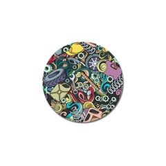 Cartoon-cute-doodles-hand-drawn-auto-service-seamless-pattern Golf Ball Marker (4 Pack) by Vaneshart