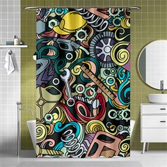 Cartoon-cute-doodles-hand-drawn-auto-service-seamless-pattern Shower Curtain 48  X 72  (small)  by Vaneshart