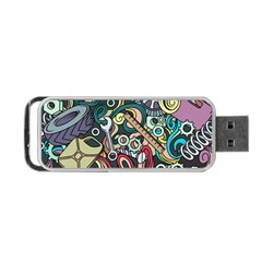 Cartoon-cute-doodles-hand-drawn-auto-service-seamless-pattern Portable Usb Flash (two Sides) by Vaneshart