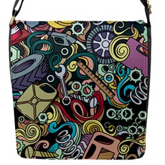 Cartoon-cute-doodles-hand-drawn-auto-service-seamless-pattern Flap Closure Messenger Bag (s) by Vaneshart