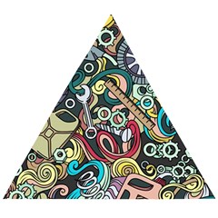 Cartoon-cute-doodles-hand-drawn-auto-service-seamless-pattern Wooden Puzzle Triangle by Vaneshart