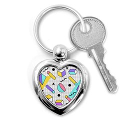 Tridimensional-pastel-shapes-background-memphis-style Key Chain (heart) by Vaneshart