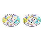 Tridimensional-pastel-shapes-background-memphis-style Cufflinks (Oval) Front(Pair)