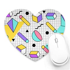 Tridimensional-pastel-shapes-background-memphis-style Heart Mousepads by Vaneshart