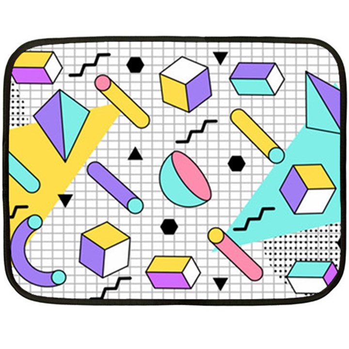 Tridimensional-pastel-shapes-background-memphis-style Double Sided Fleece Blanket (Mini) 