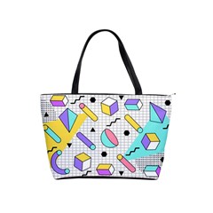 Tridimensional-pastel-shapes-background-memphis-style Classic Shoulder Handbag by Vaneshart