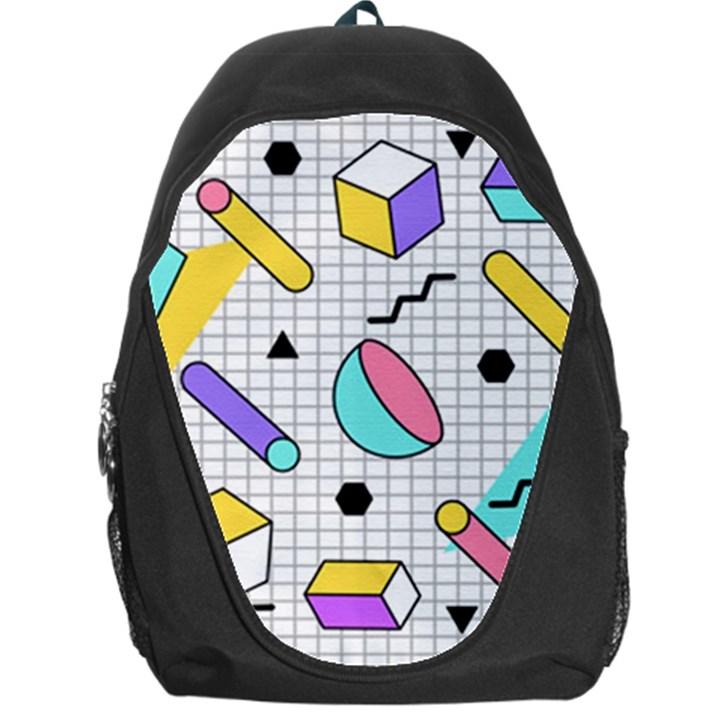 Tridimensional-pastel-shapes-background-memphis-style Backpack Bag