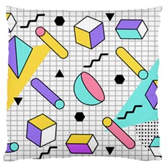 Tridimensional-pastel-shapes-background-memphis-style Large Flano Cushion Case (two Sides) by Vaneshart