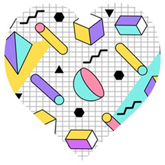 Tridimensional-pastel-shapes-background-memphis-style Wooden Puzzle Heart by Vaneshart