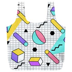 Tridimensional-pastel-shapes-background-memphis-style Full Print Recycle Bag (xxxl) by Vaneshart