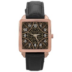 Zentangle-styled-ornament-pattern Rose Gold Leather Watch  by Vaneshart