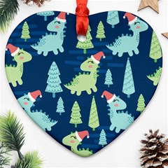 Cute-dinosaurs-animal-seamless-pattern-doodle-dino-winter-theme Ornament (heart) by Vaneshart