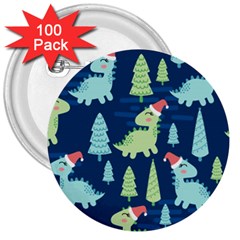 Cute-dinosaurs-animal-seamless-pattern-doodle-dino-winter-theme 3  Buttons (100 Pack) 