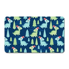 Cute-dinosaurs-animal-seamless-pattern-doodle-dino-winter-theme Magnet (rectangular) by Vaneshart