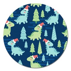 Cute-dinosaurs-animal-seamless-pattern-doodle-dino-winter-theme Magnet 5  (round) by Vaneshart