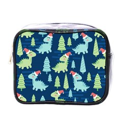 Cute-dinosaurs-animal-seamless-pattern-doodle-dino-winter-theme Mini Toiletries Bag (one Side)