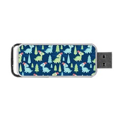 Cute-dinosaurs-animal-seamless-pattern-doodle-dino-winter-theme Portable Usb Flash (one Side) by Vaneshart