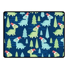 Cute-dinosaurs-animal-seamless-pattern-doodle-dino-winter-theme Double Sided Fleece Blanket (small) 