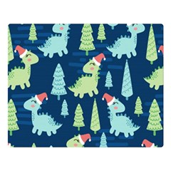 Cute-dinosaurs-animal-seamless-pattern-doodle-dino-winter-theme Double Sided Flano Blanket (large)  by Vaneshart