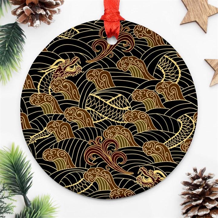 Oriental-traditional-seamless-pattern Ornament (Round)