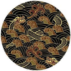 Oriental-traditional-seamless-pattern Wooden Puzzle Round by Vaneshart