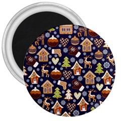 Winter-seamless-patterns-with-gingerbread-cookies-holiday-background 3  Magnets by Vaneshart