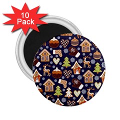 Winter-seamless-patterns-with-gingerbread-cookies-holiday-background 2 25  Magnets (10 Pack)  by Vaneshart