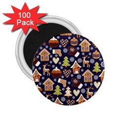 Winter-seamless-patterns-with-gingerbread-cookies-holiday-background 2 25  Magnets (100 Pack)  by Vaneshart