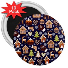 Winter-seamless-patterns-with-gingerbread-cookies-holiday-background 3  Magnets (10 Pack)  by Vaneshart