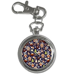 Winter-seamless-patterns-with-gingerbread-cookies-holiday-background Key Chain Watches by Vaneshart