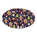 Winter-seamless-patterns-with-gingerbread-cookies-holiday-background Oval Magnet Front