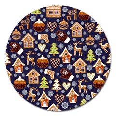 Winter-seamless-patterns-with-gingerbread-cookies-holiday-background Magnet 5  (round) by Vaneshart