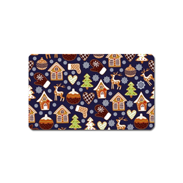 Winter-seamless-patterns-with-gingerbread-cookies-holiday-background Magnet (Name Card)