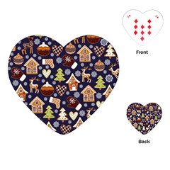 Winter-seamless-patterns-with-gingerbread-cookies-holiday-background Playing Cards Single Design (heart) by Vaneshart